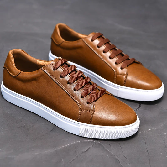 Lässige Schuhe aus echtem Leder in Braun