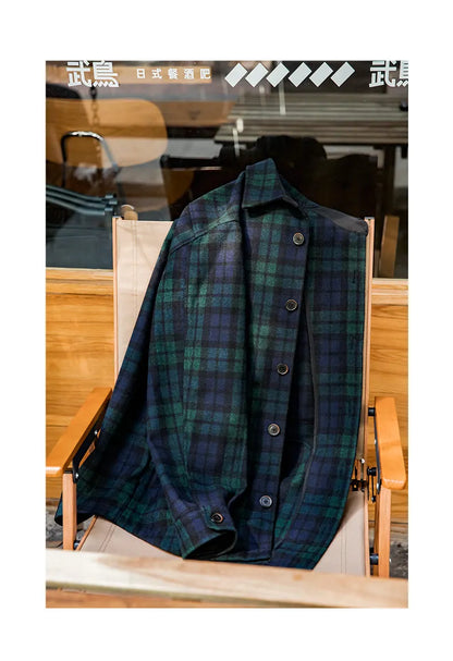 Amerikanisches Retro-Hemd mit blau-grünem Karomuster