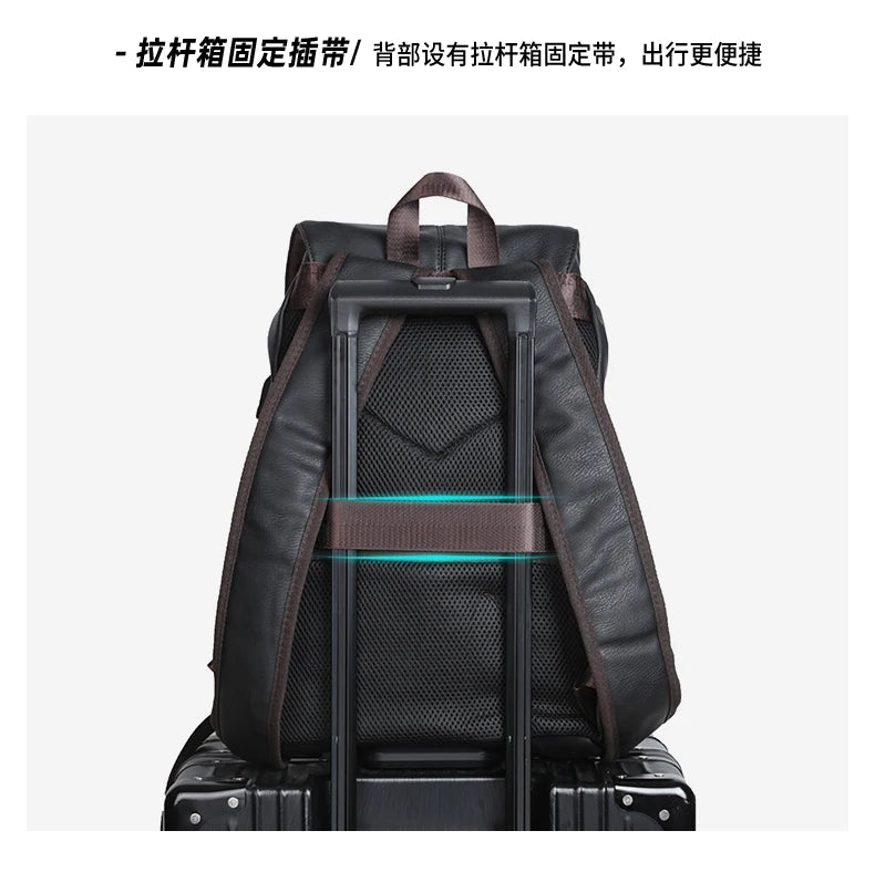 LEATHER MEN BACKPACK 15.6 INCH LAPTOP