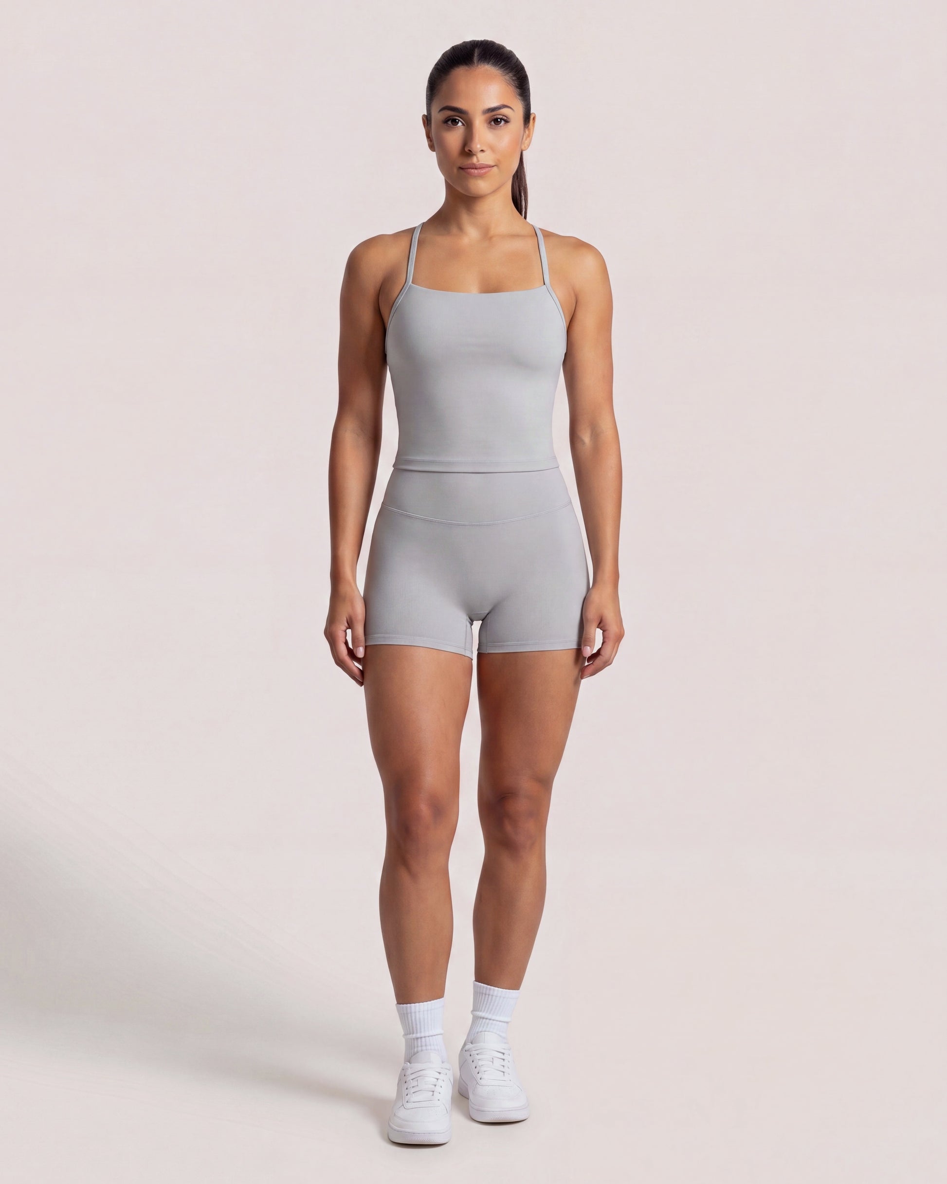 VARCEA Light Gray Cross Back Tank