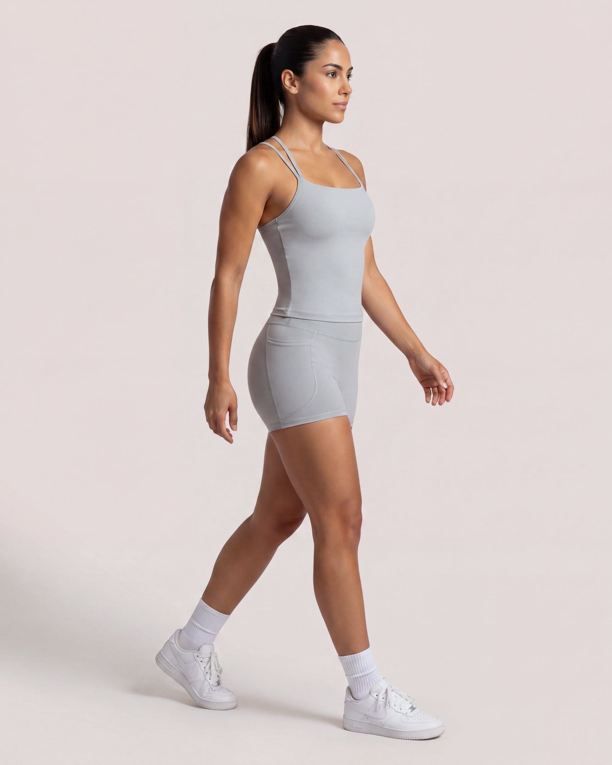 VARCEA Light Gray Cross Back Tank