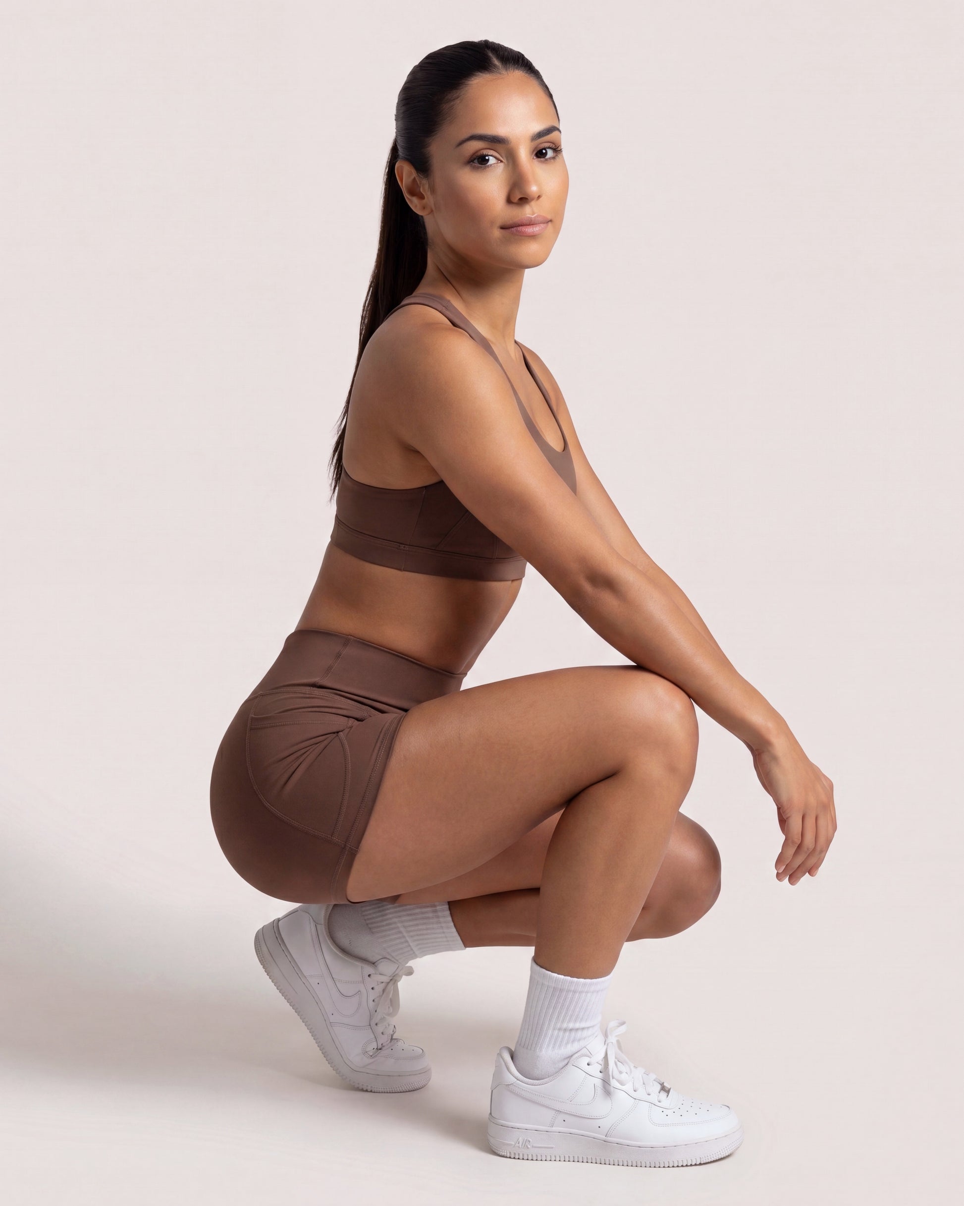 VARCEA Brown Cross Sports Bra