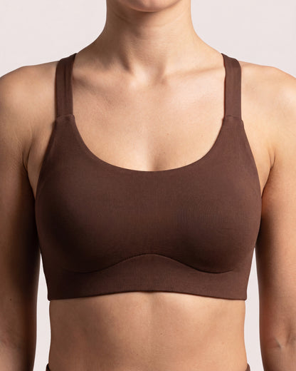 VARCEA Brown Cross Sports Bra