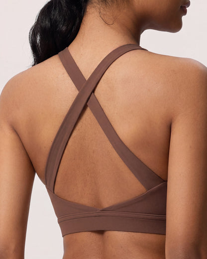 VARCEA Brown Cross Sports Bra