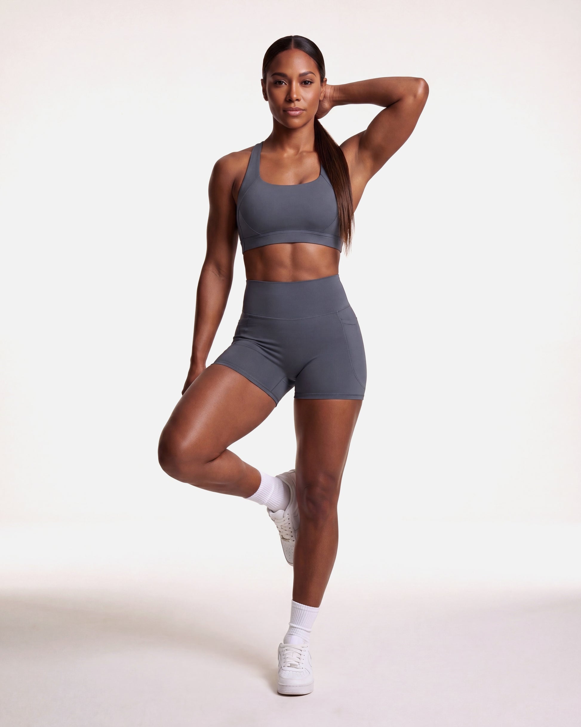 VARCEA Graphite Gray Cross Sports Bra