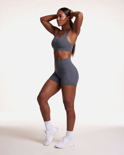 VARCEA Graphite Gray Cross Sports Bra