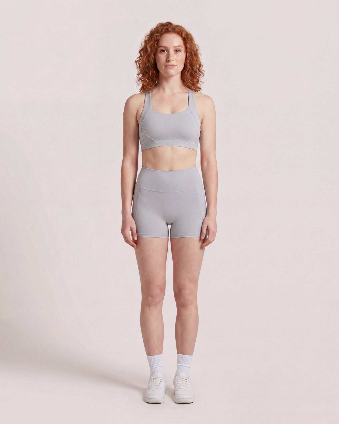 VARCEA Light Gray Cross Sports Bra