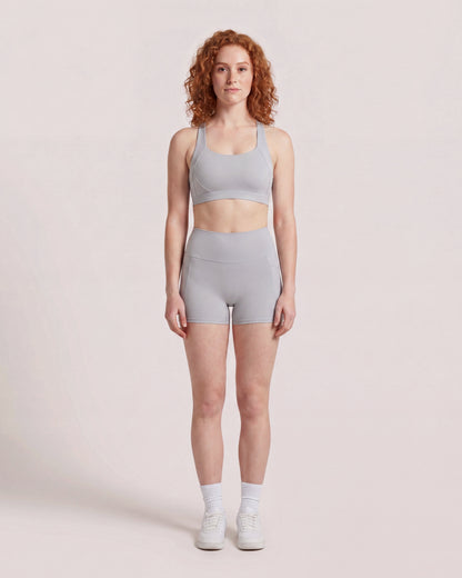 VARCEA Light Gray Cross Sports Bra