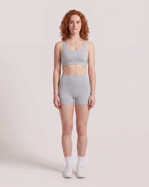 VARCEA Light Gray Cross Sports Bra