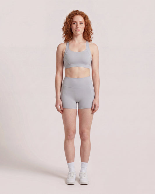 VARCEA Light Gray Cross Sports Bra