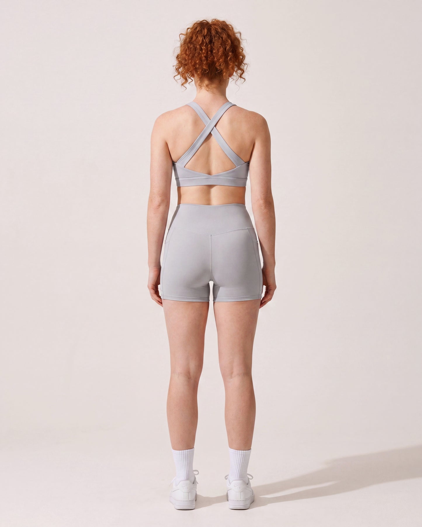 VARCEA Light Gray Cross Sports Bra