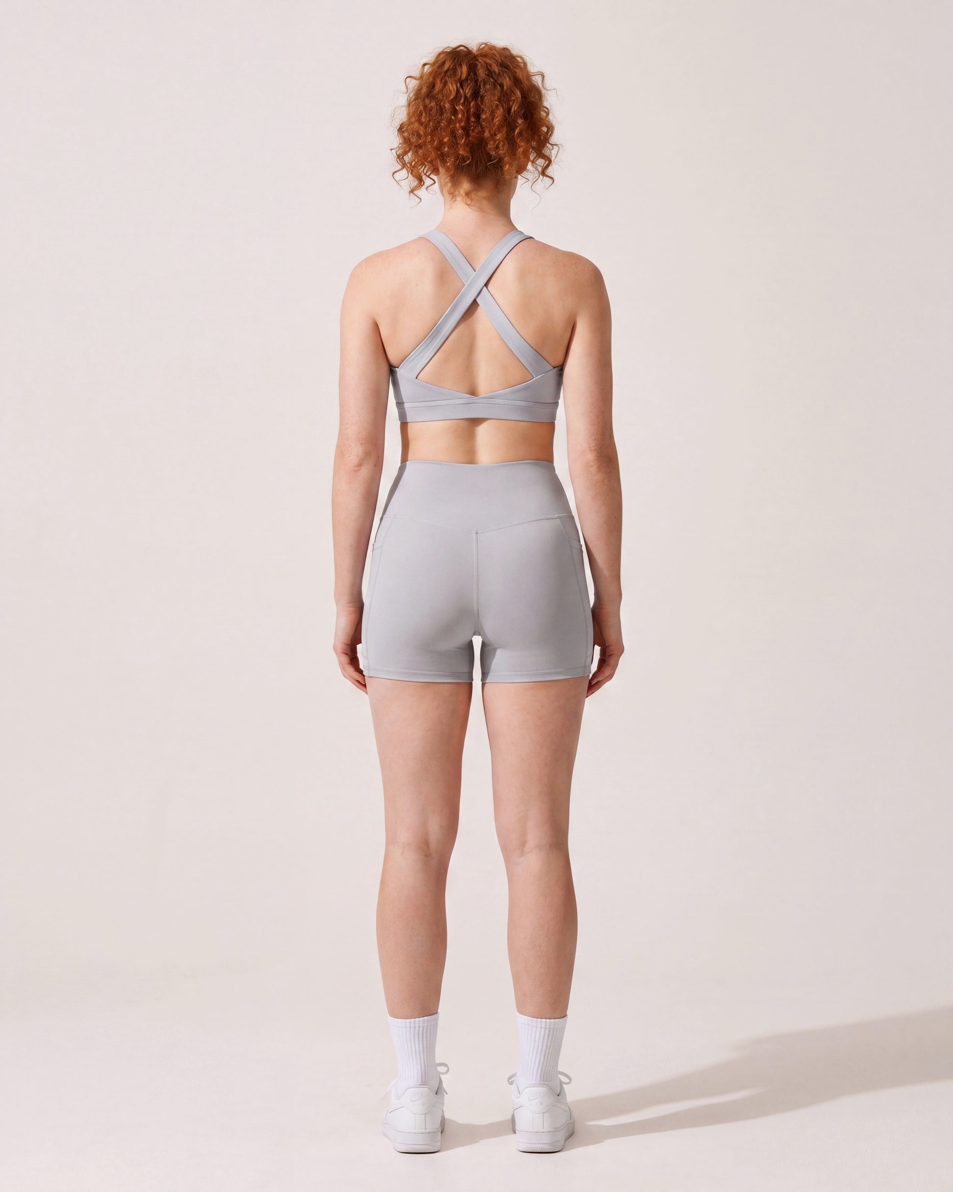 VARCEA Light Gray Cross Sports Bra