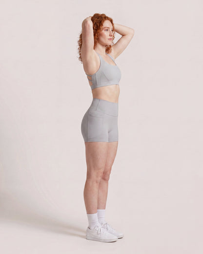 VARCEA Light Gray Cross Sports Bra