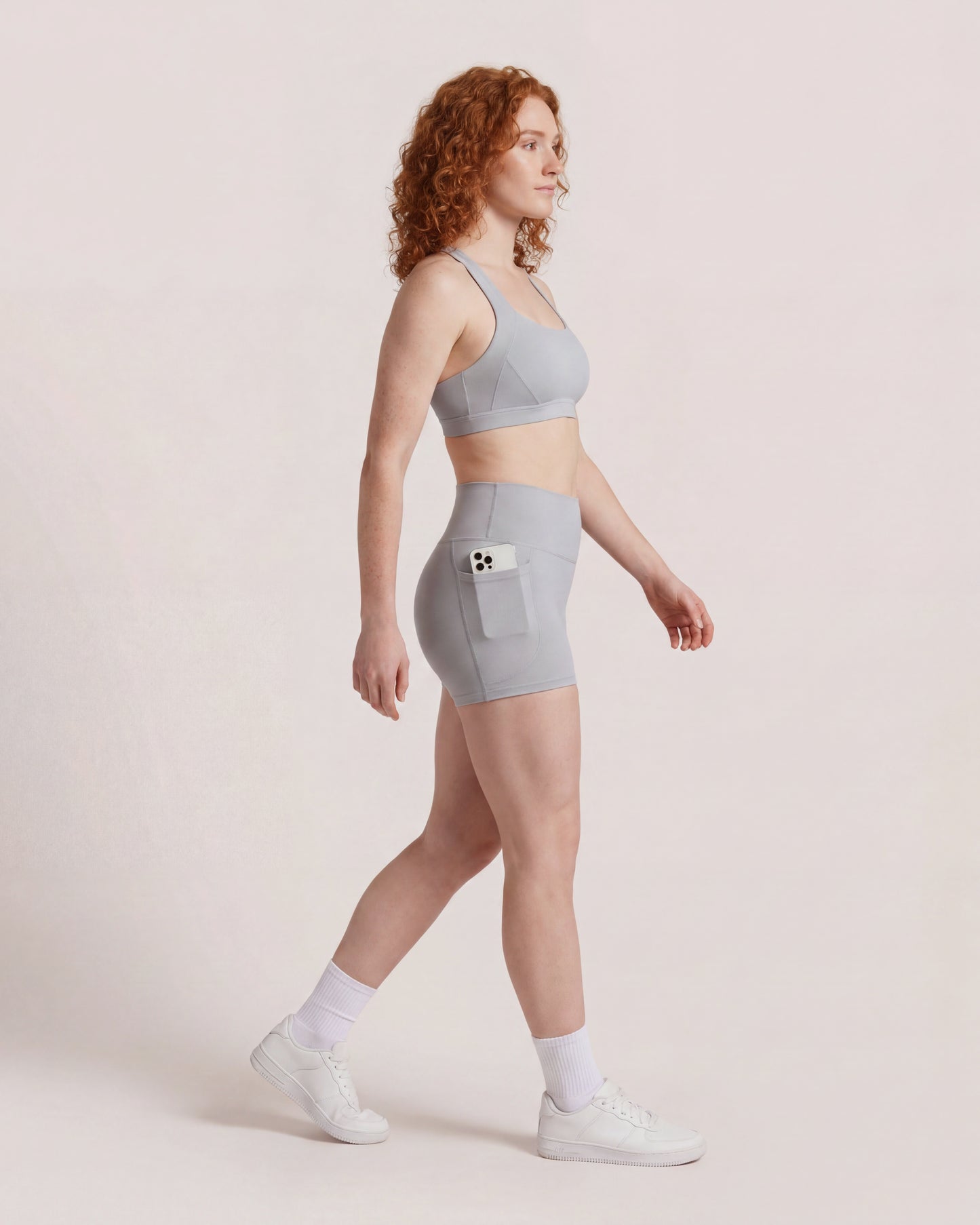 VARCEA Light Gray Cross Sports Bra