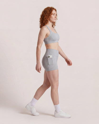 VARCEA Light Gray Cross Sports Bra