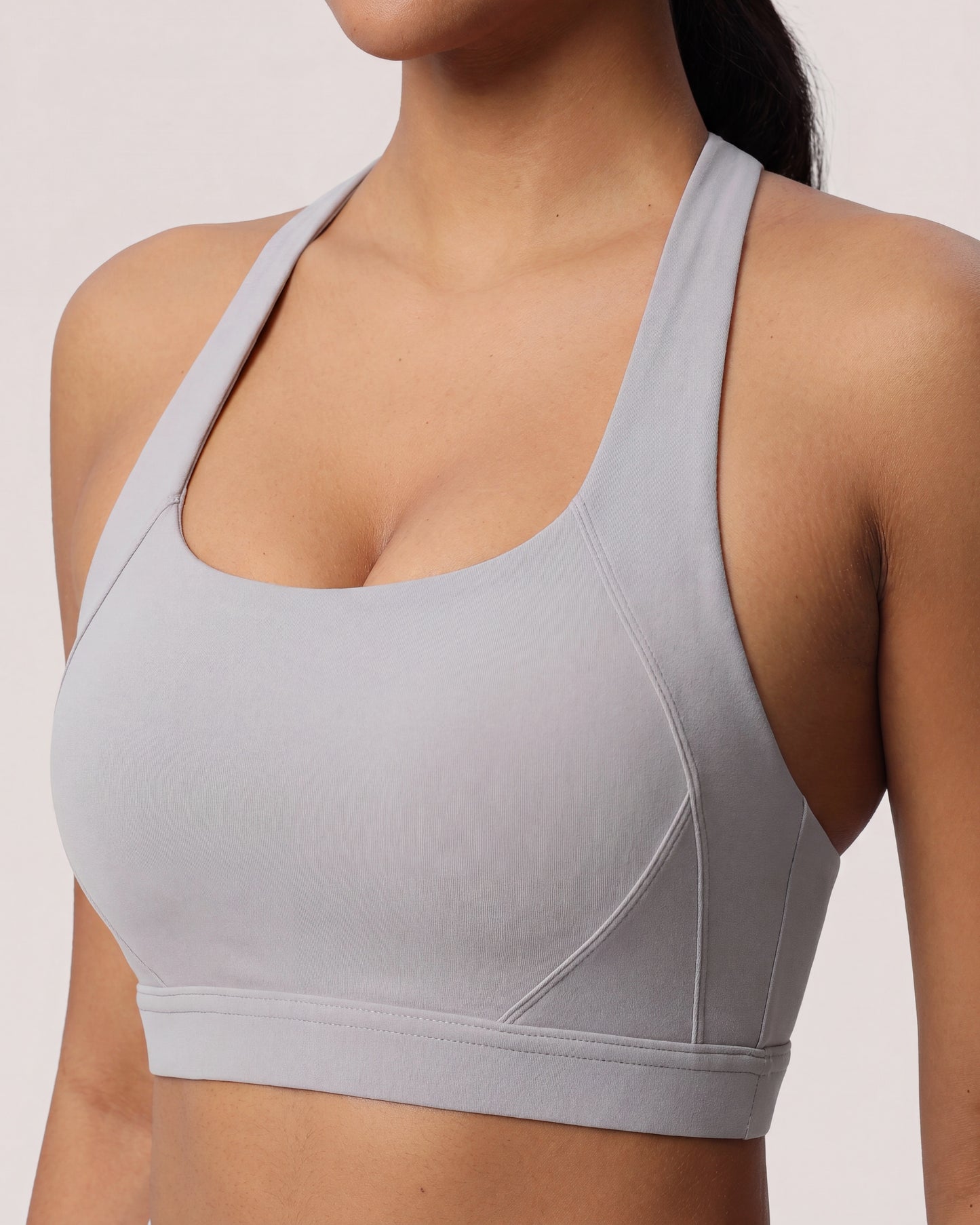 VARCEA Light Gray Cross Sports Bra