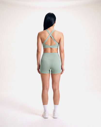 VARCEA Light Green Cross Sports Bra