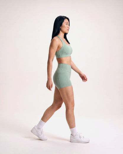 VARCEA Light Green Cross Sports Bra