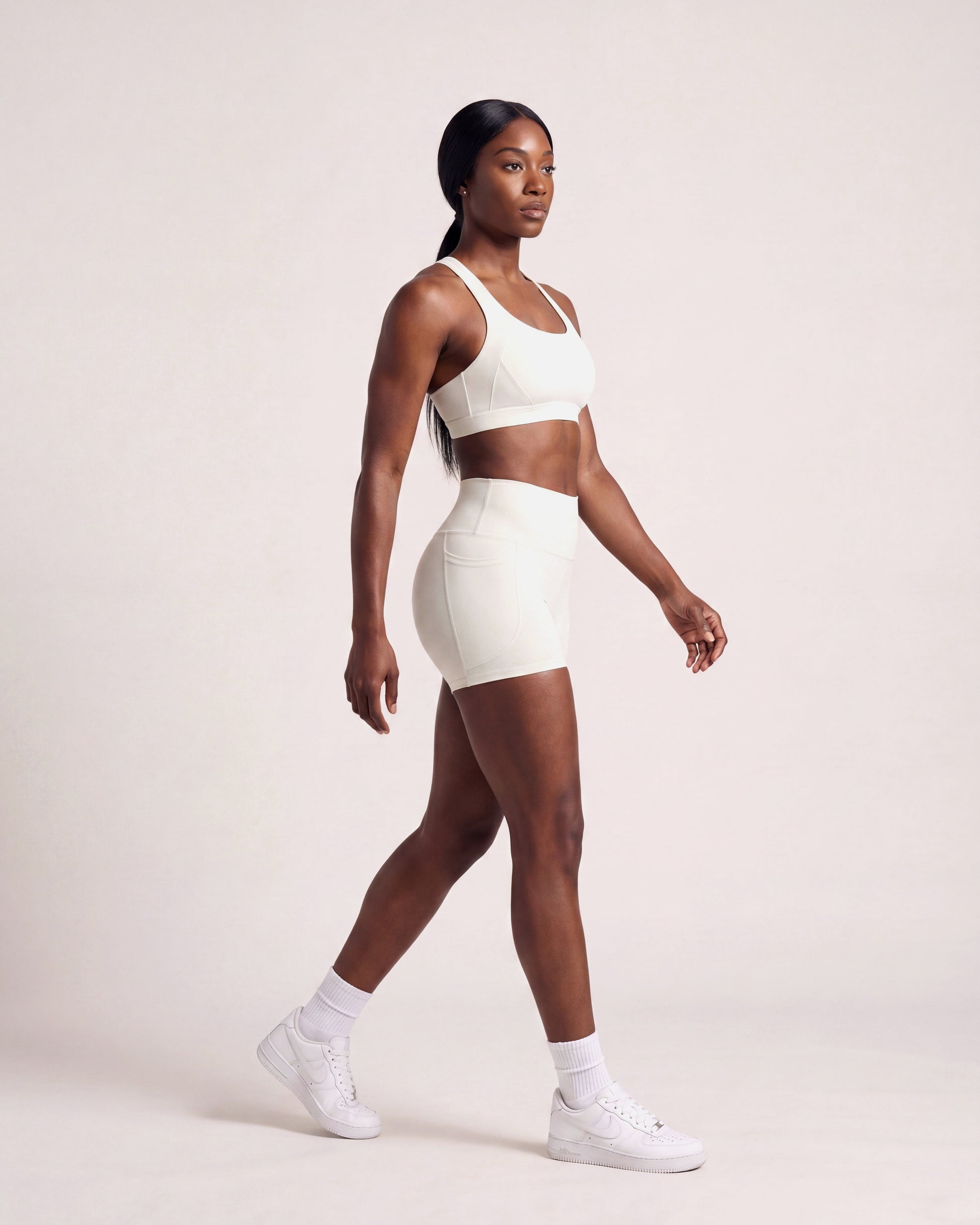 VARCEA Light Ivory Cross Sports Bra