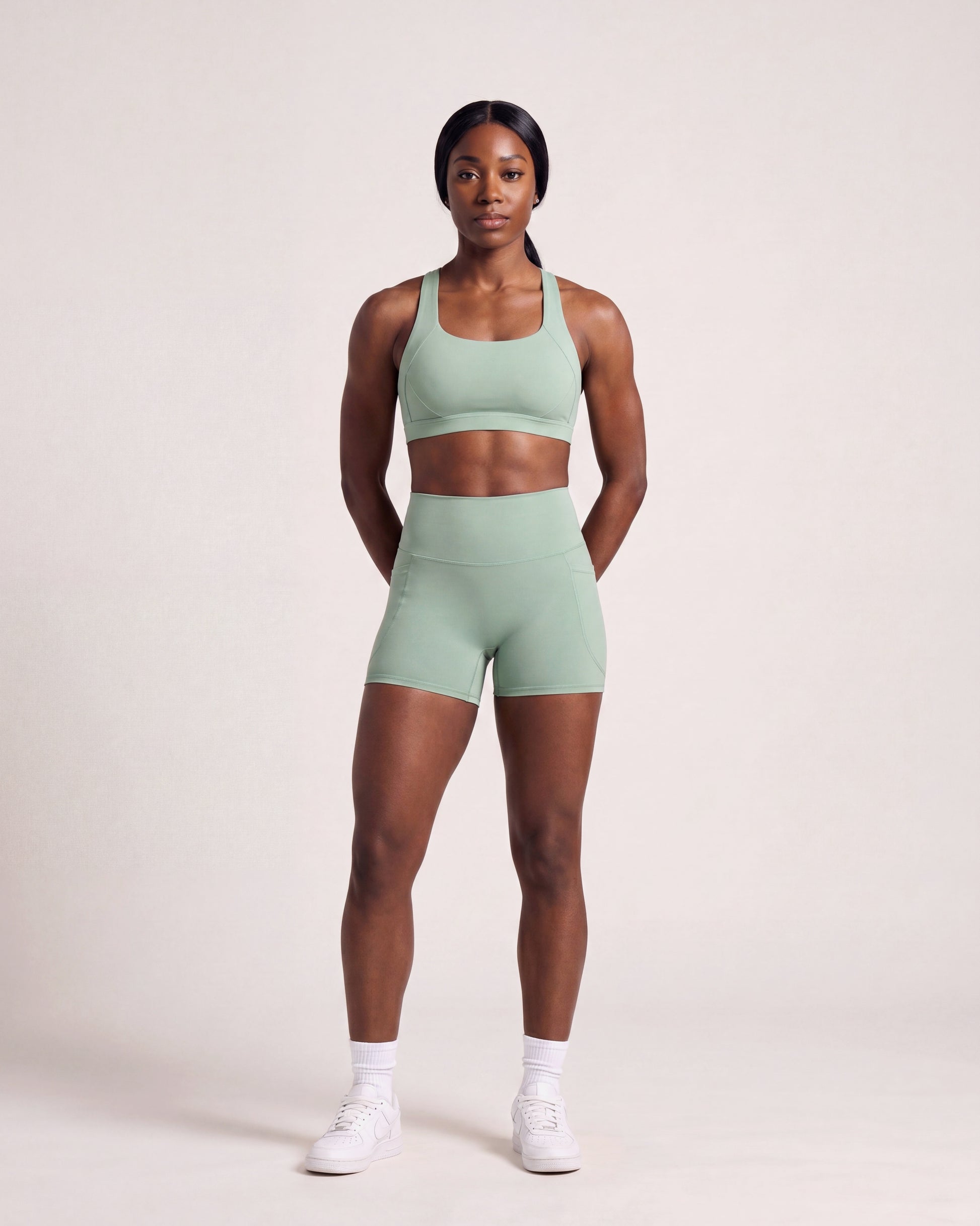 VARCEA Light Green Pocket Shorts