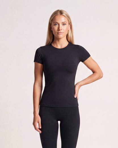 VARCEA Black Seamless T Shirt