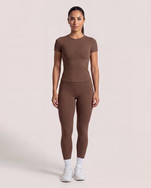 VARCEA Brown Seamless T Shirt