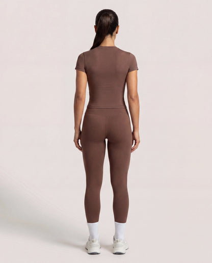 VARCEA Brown Seamless T Shirt
