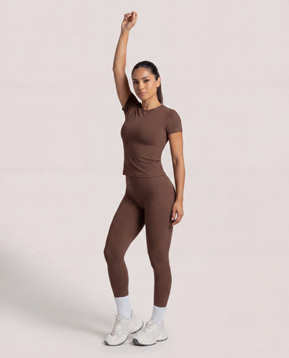 VARCEA Brown Seamless T Shirt