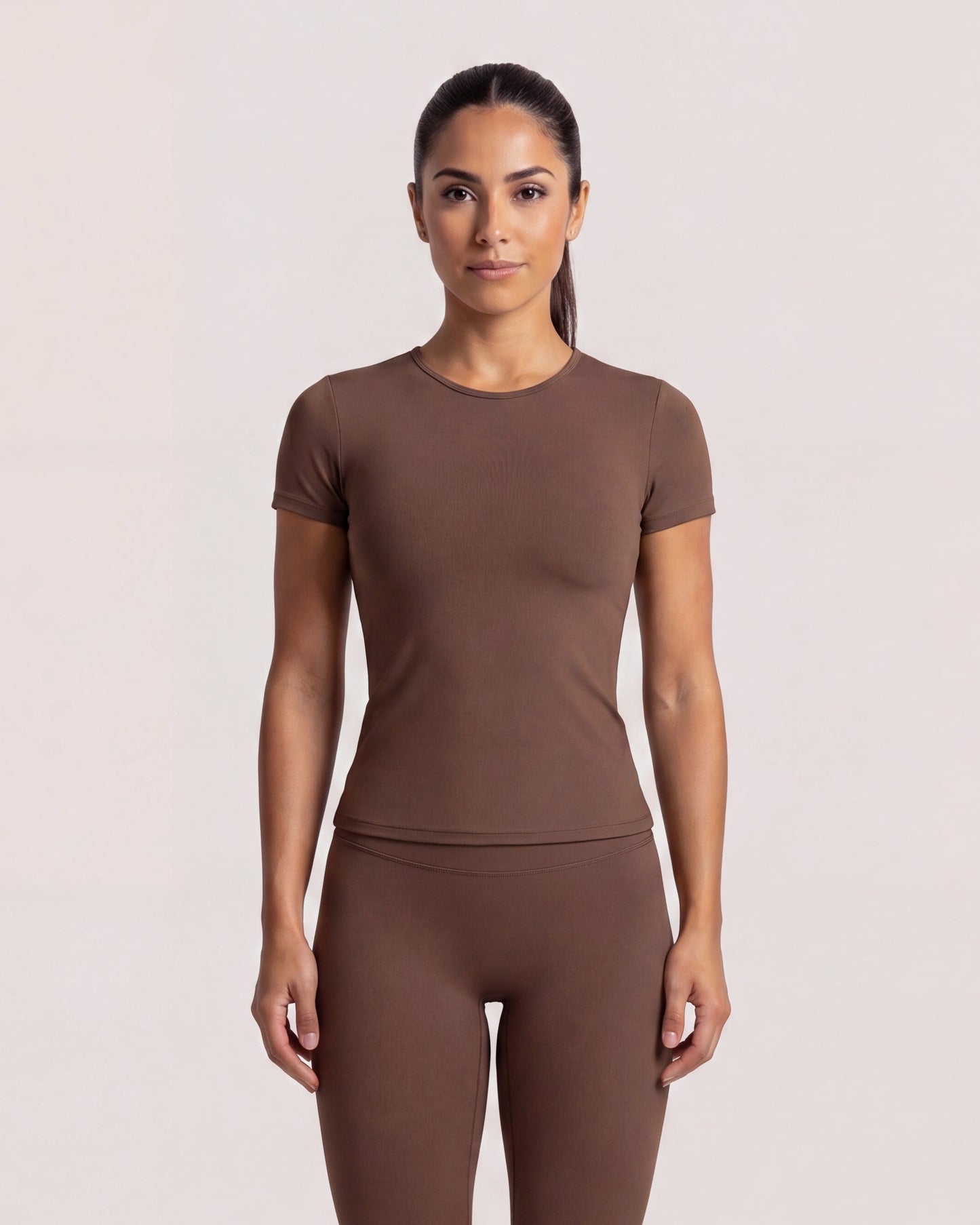 VARCEA Brown Seamless T Shirt