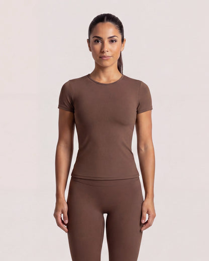VARCEA Brown Seamless T Shirt