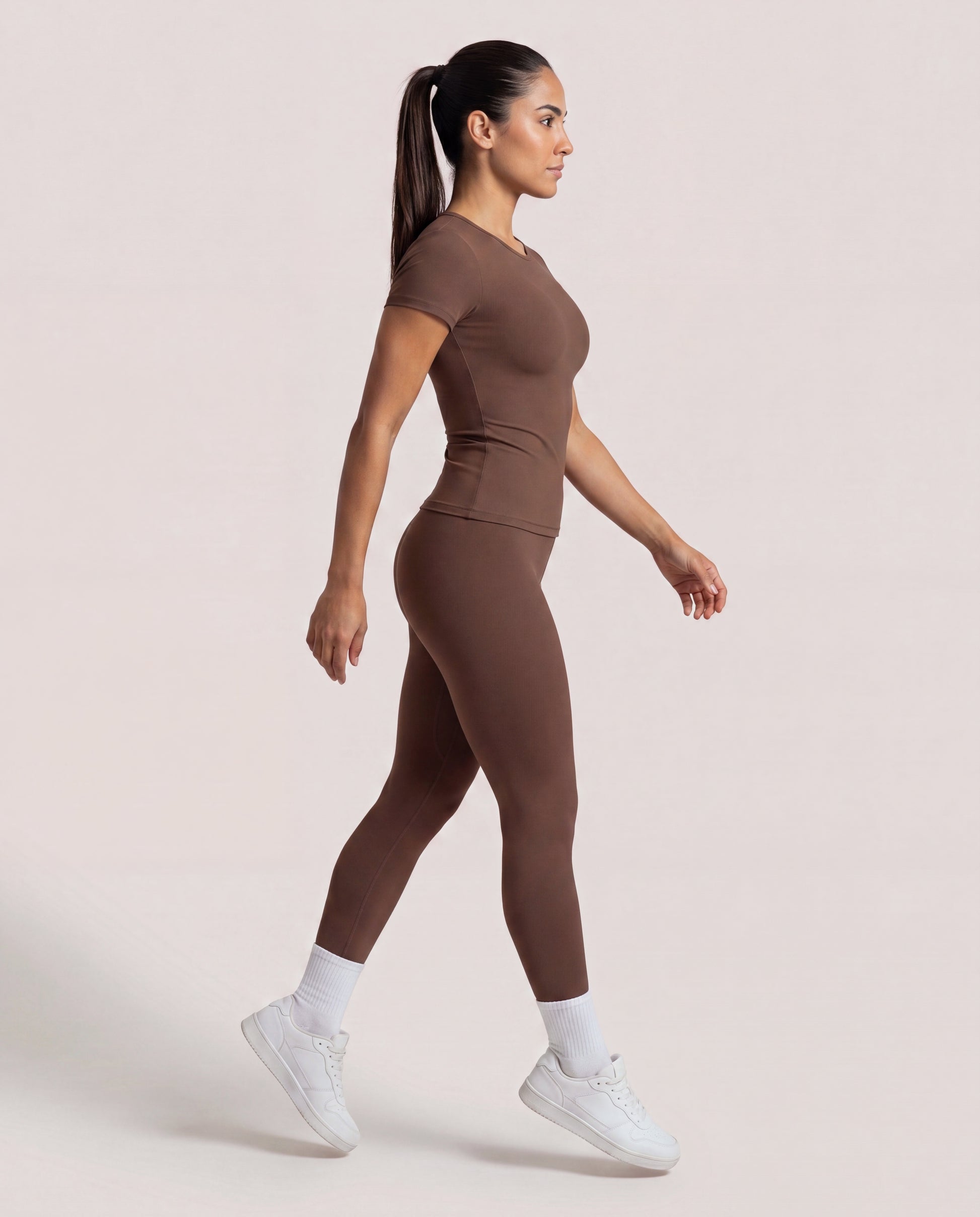 VARCEA Brown Seamless T Shirt