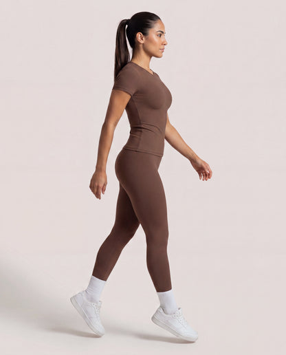 VARCEA Brown Seamless T Shirt