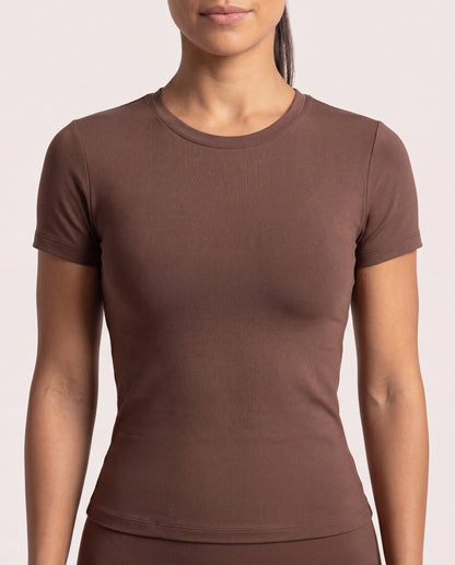 VARCEA Brown Seamless T Shirt