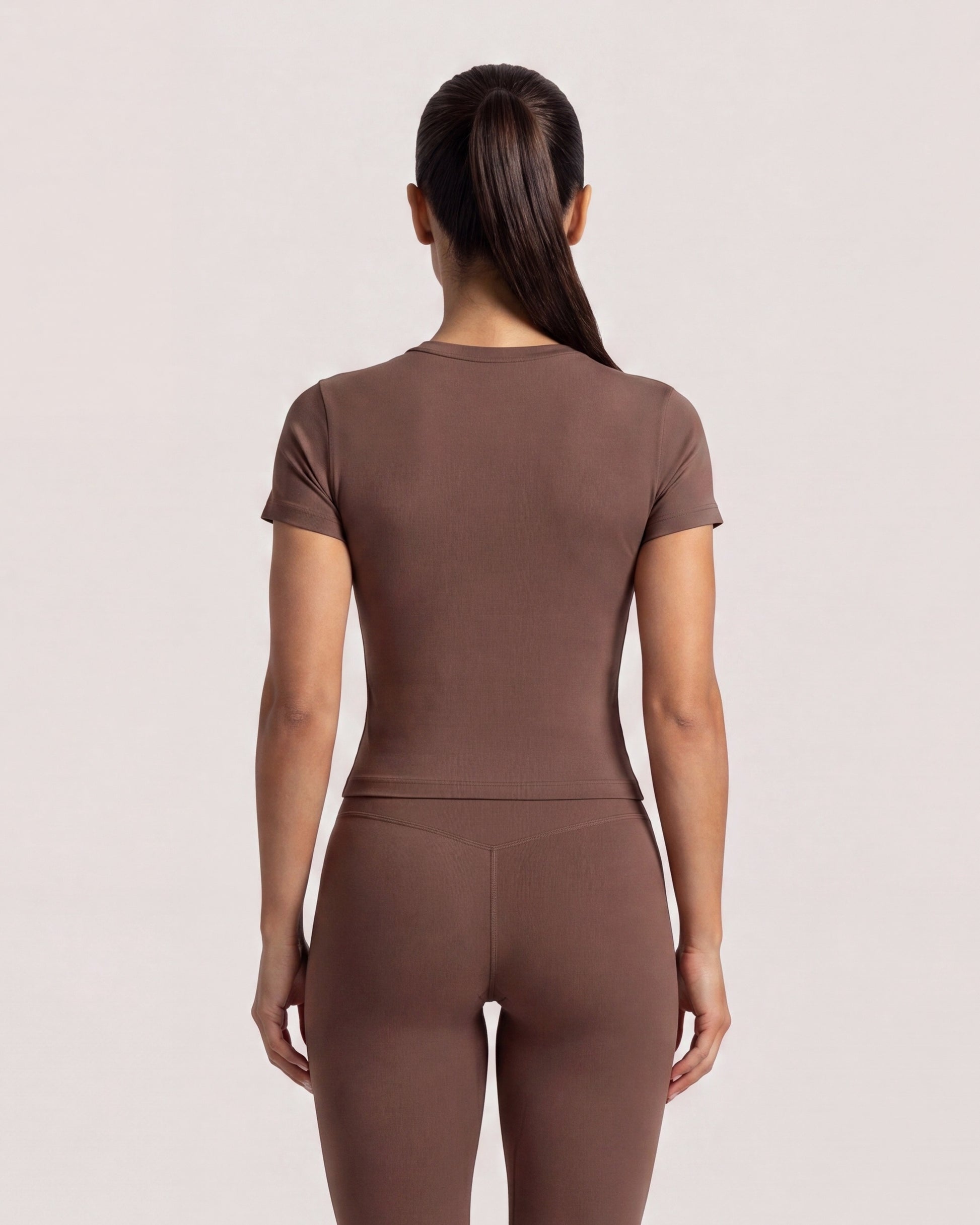 VARCEA Brown Seamless T Shirt