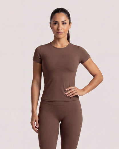 VARCEA Brown Seamless T Shirt