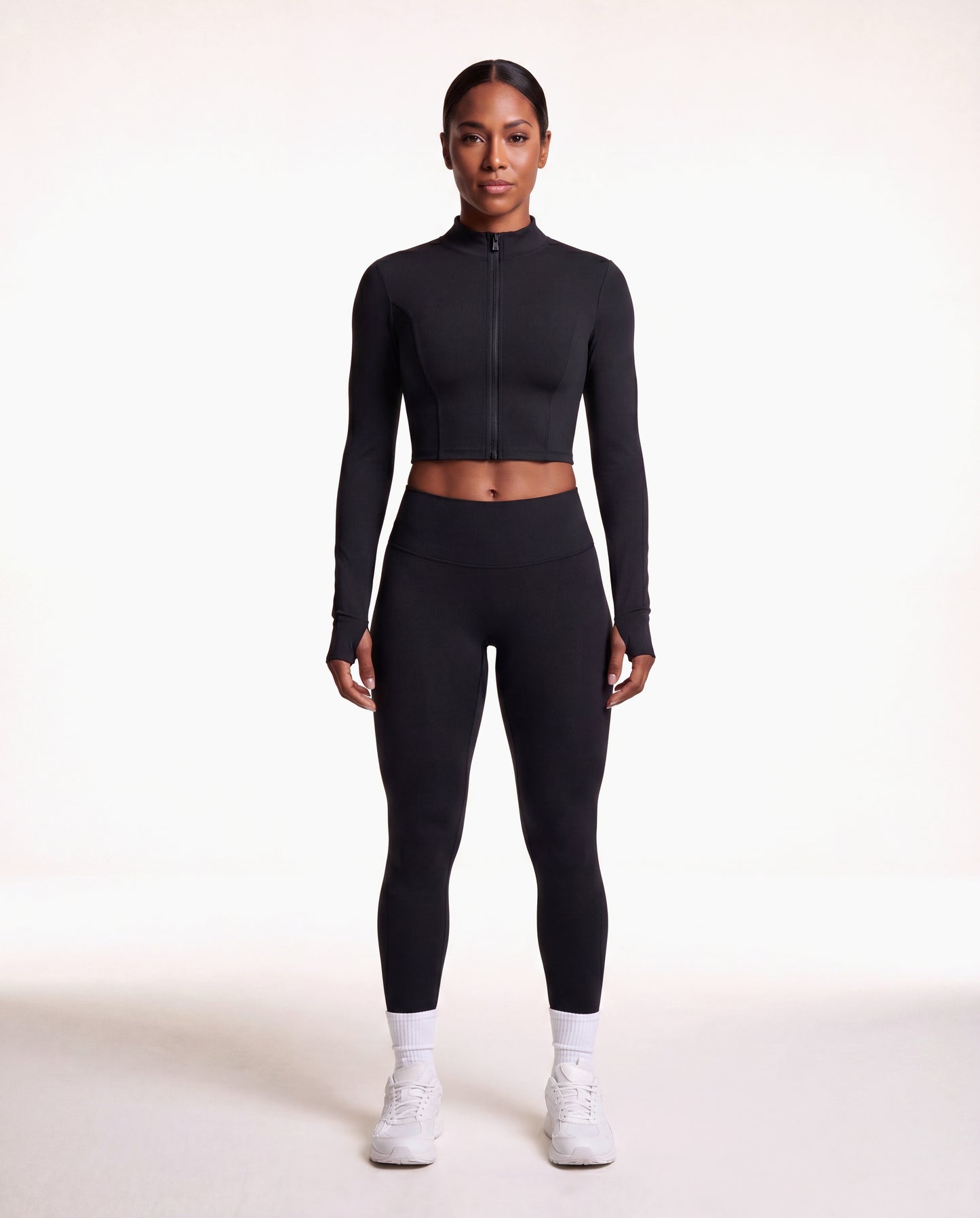 VARCEA Black Seamless Zipper Jacket
