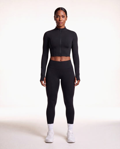 VARCEA Black Seamless Zipper Jacket