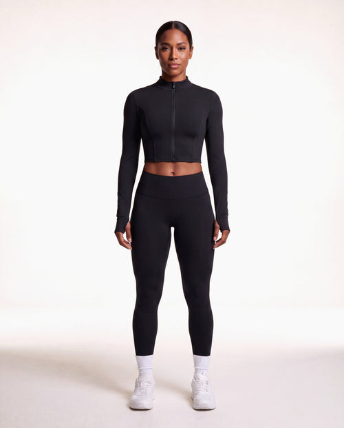VARCEA Black Seamless Zipper Jacket
