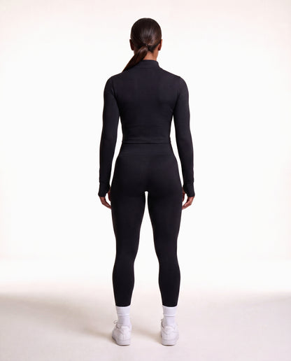 VARCEA Black Seamless Zipper Jacket
