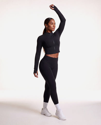 VARCEA Black Seamless Zipper Jacket