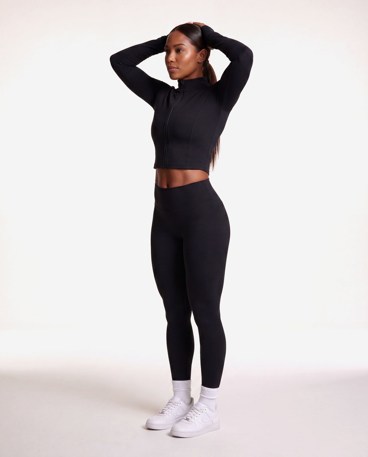 VARCEA Black Seamless Zipper Jacket