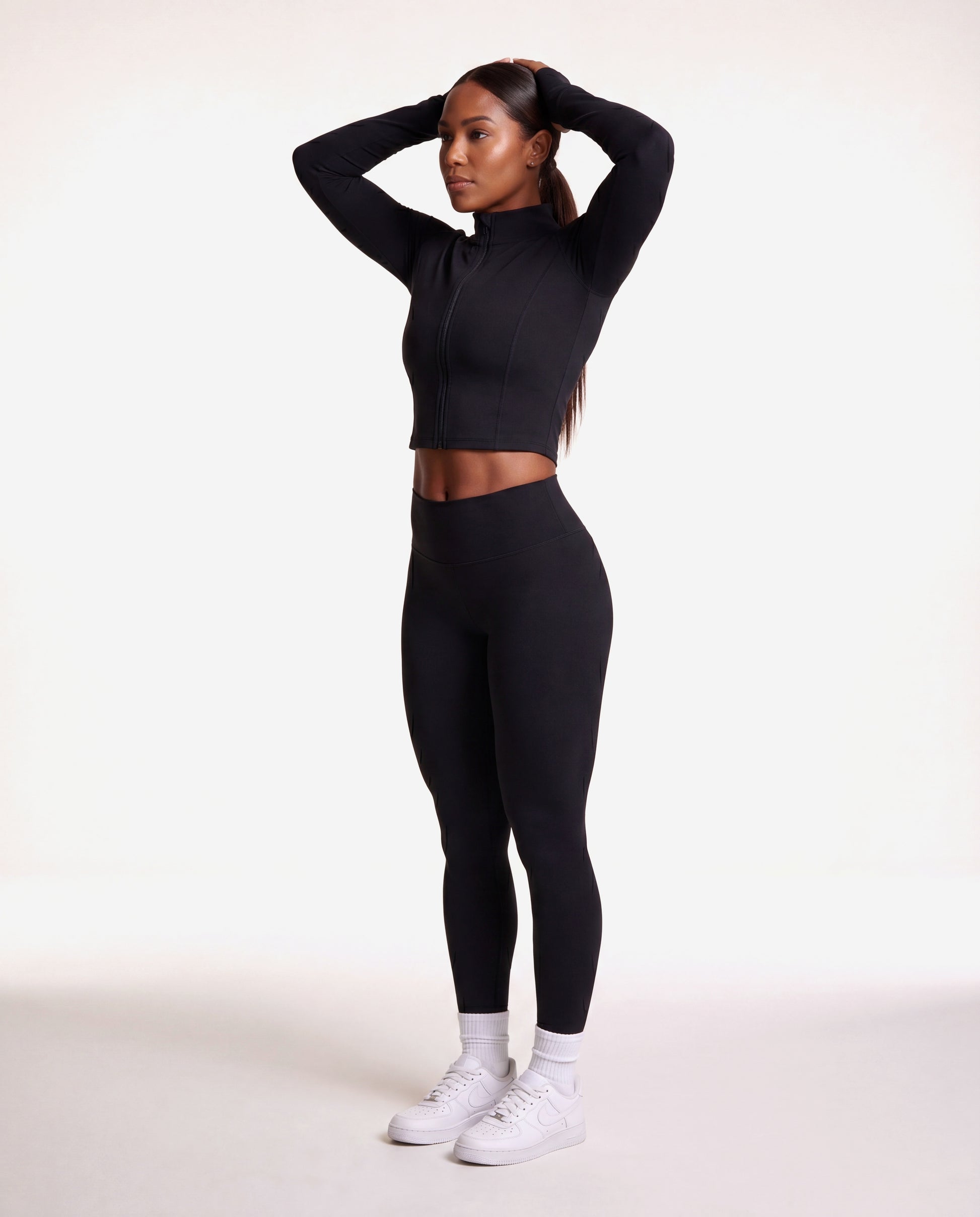 VARCEA Black Seamless Zipper Jacket