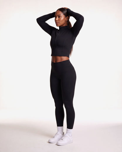 VARCEA Black Seamless Zipper Jacket