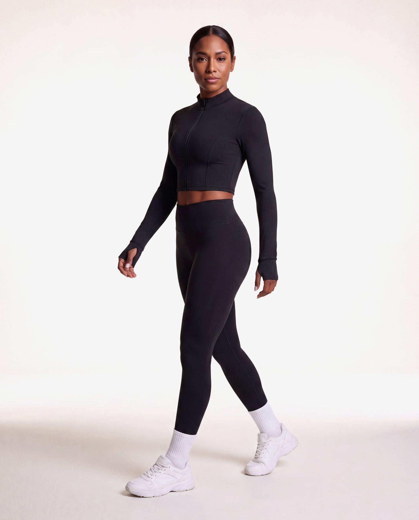 VARCEA Black Seamless Zipper Jacket