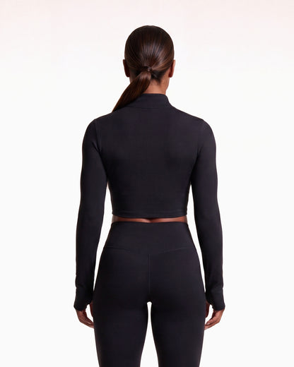 VARCEA Black Seamless Zipper Jacket