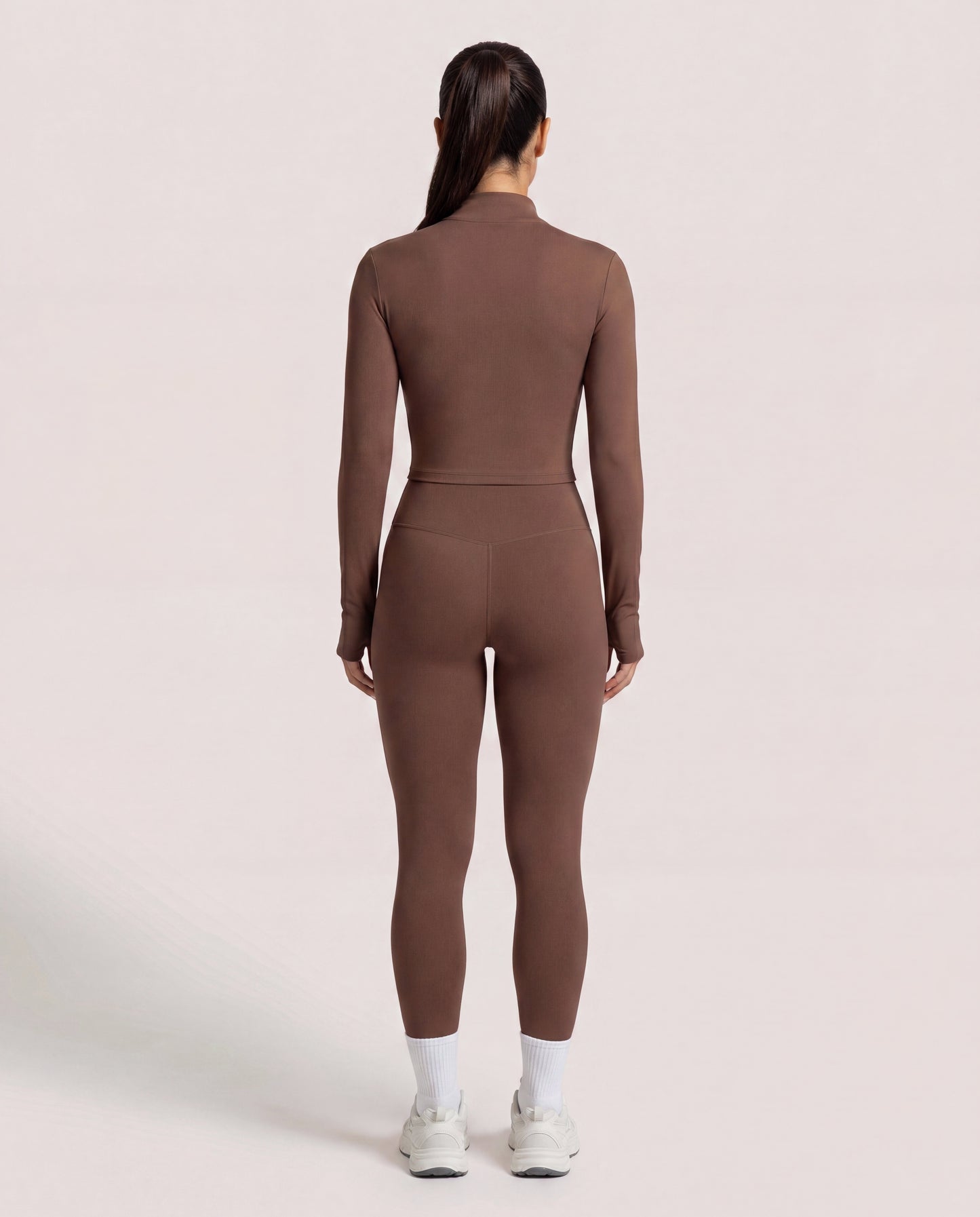 VARCEA Brown Seamless Zipper Jacket