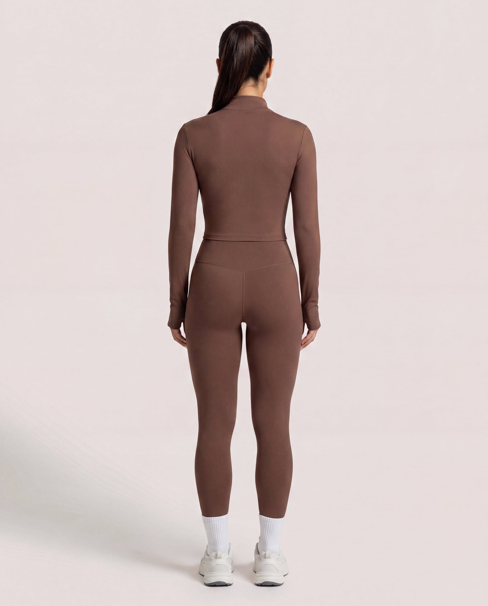 VARCEA Brown Seamless Zipper Jacket