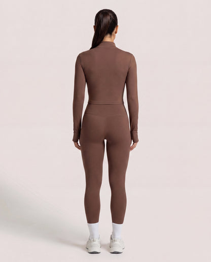 VARCEA Brown Seamless Zipper Jacket