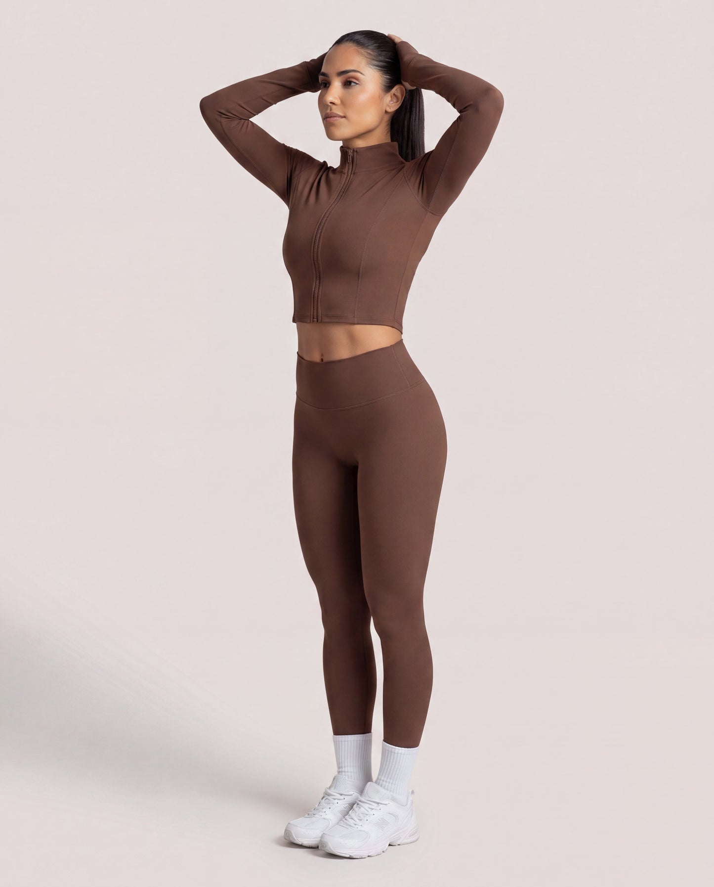 VARCEA Brown Seamless Zipper Jacket