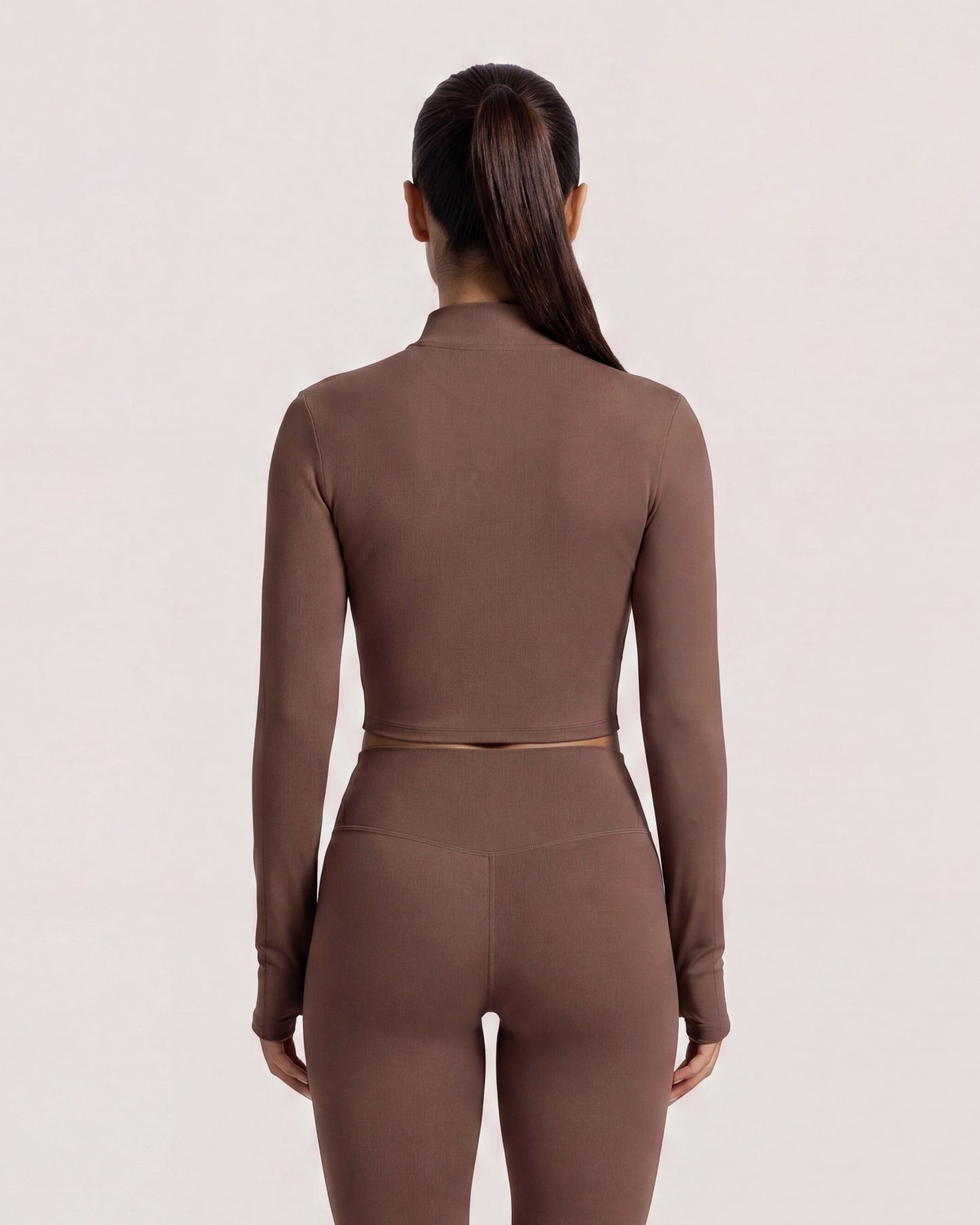 VARCEA Brown Seamless Zipper Jacket